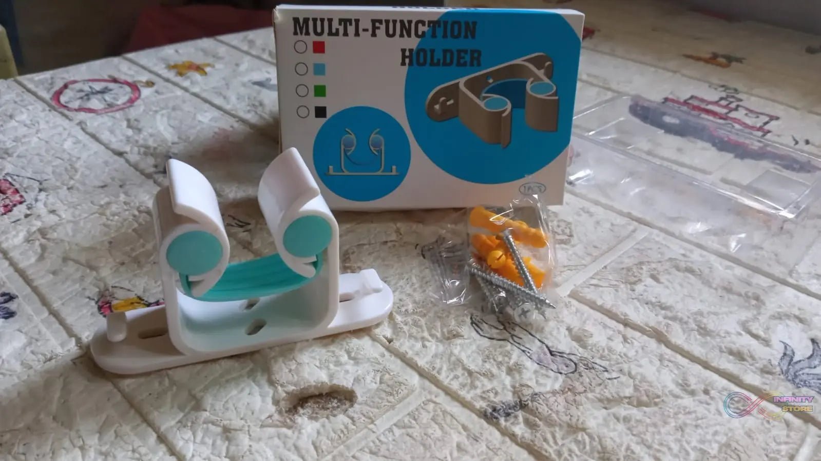 Multifunctional Holder With 4 Screw Wall Mounted Broom Organizer Cleaning Tools Holder Hanger, Hanging Hook for Bathroom Kitchen, Multi Function Holder Garage Clip Bike Hanger Wall Mount Set (1 Pc) - infinityexculsivestore.com