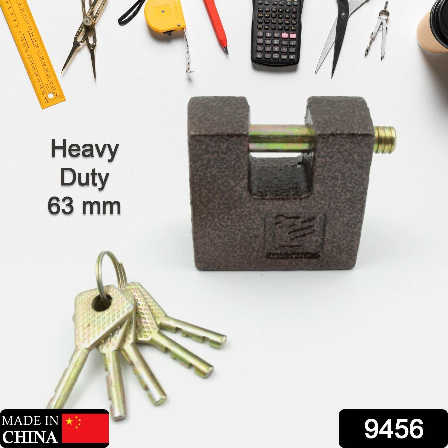 Iron lock, Brass Core and Thickened Spray Black Iron Door Lock With 5 pc Keys for Home Dormitory, Waterproof Antirust Anti-theft locks Outdoor Gate Shed Locks Warehouse Big Iron Door Drawer Lock (63 mm ) - infinityexculsivestore.com