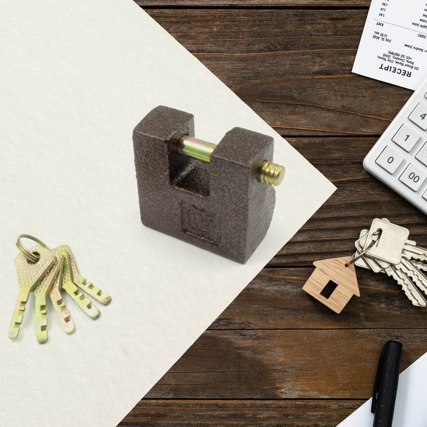 Iron lock, Brass Core and Thickened Spray Black Iron Door Lock With 5 pc Keys for Home Dormitory, Waterproof Antirust Anti-theft locks Outdoor Gate Shed Locks Warehouse Big Iron Door Drawer Lock (63 mm ) - infinityexculsivestore.com