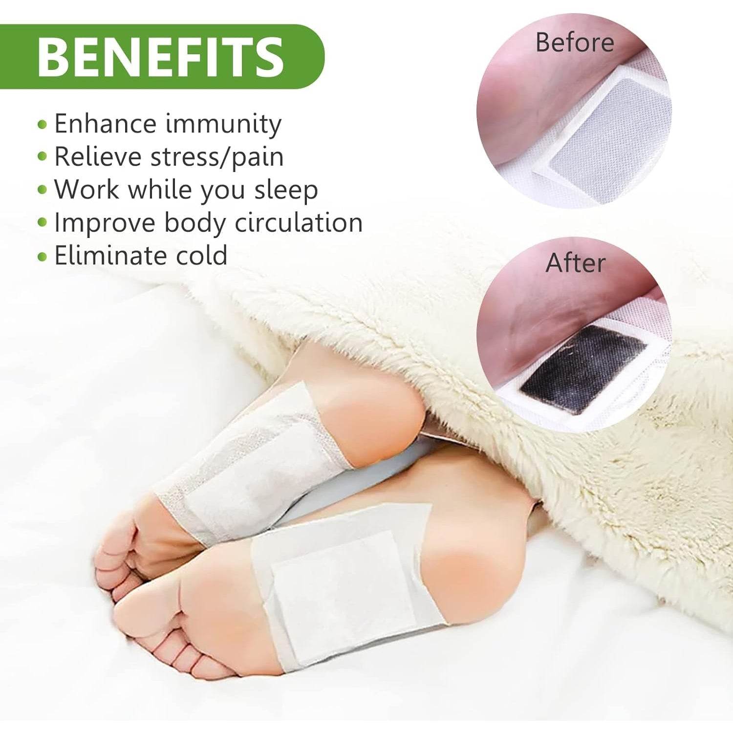 kinoki Cleansing Detox Foot Pads, Ginger & salt Foot Patch -10pcs (Free Size, White) - infinityexculsivestore.com