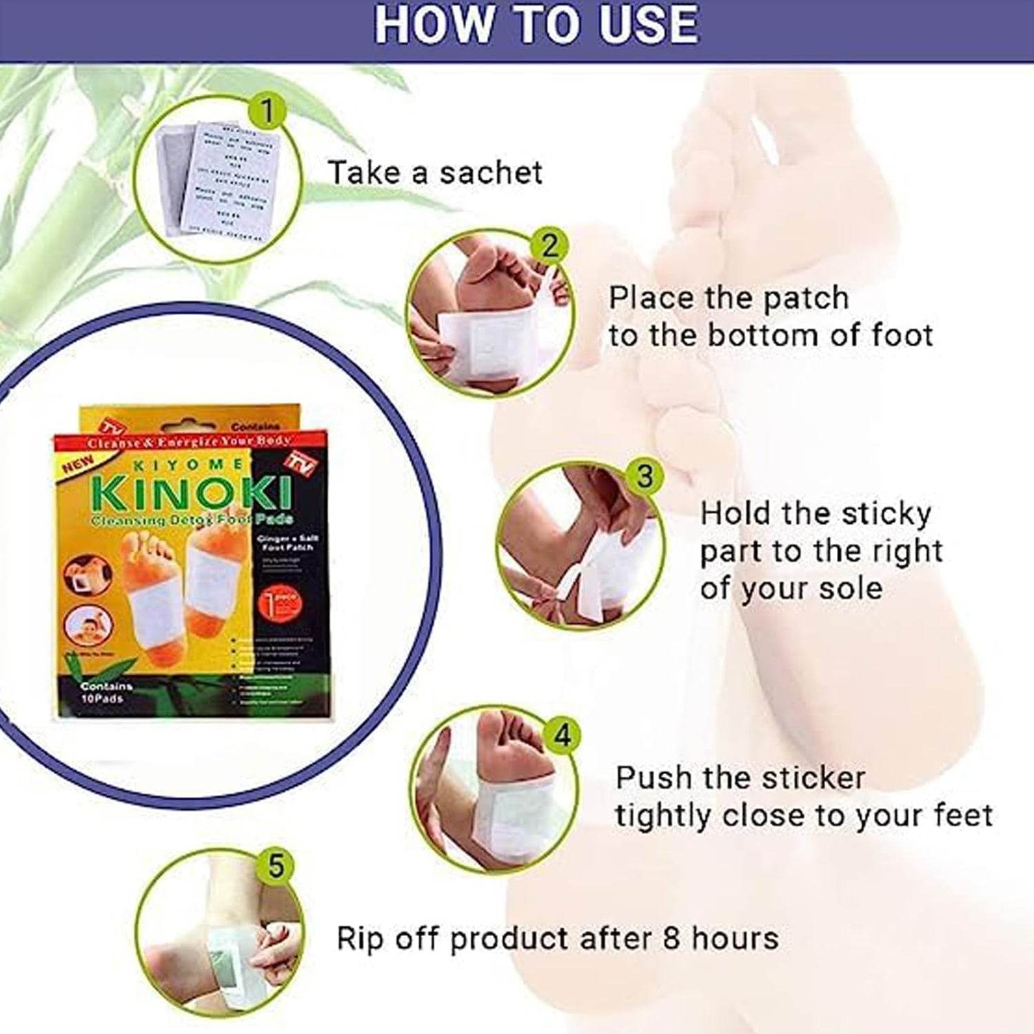 kinoki Cleansing Detox Foot Pads, Ginger & salt Foot Patch -10pcs (Free Size, White) - infinityexculsivestore.com