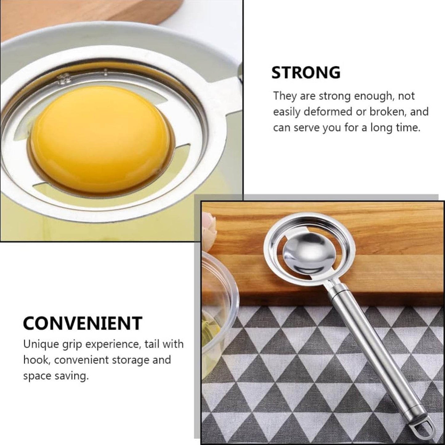 kitchen tools Egg Yolk White Separator Stainless Steel Egg White Separator Tools Eggs Yolk Filter Gadgets Kitchen Gadgets Separating Funnel Spoon Egg Divider Tools - infinityexculsivestore.com