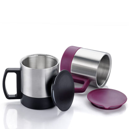 Stainless Steel Coffee/Tea Cup, Stainless Steel Lid Cover Hot Coffee/Tea Mug Hot Insulated Double Wall Stainless Steel, Coffee and Milk Cup with Lid & Handle Easy To Carry - Coffee Cup (1 Pc) - infinityexculsivestore.com