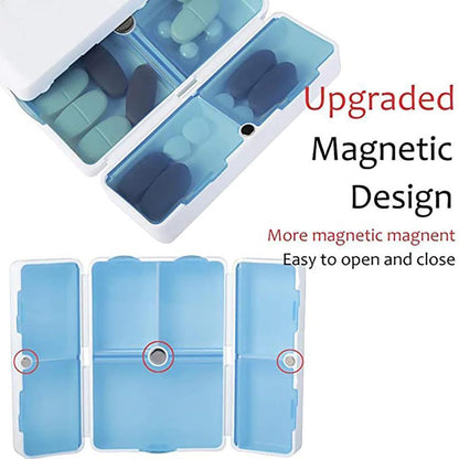 Magnetic Pill Organizer, 7 Compartments Portable Pill Case Travel Pill Organizer, Folding Design Pill Box for Purse Pocket to Hold Vitamins, Cod Liver Oil, Supplements, Medicine Box (1 Pc) - infinityexculsivestore.com