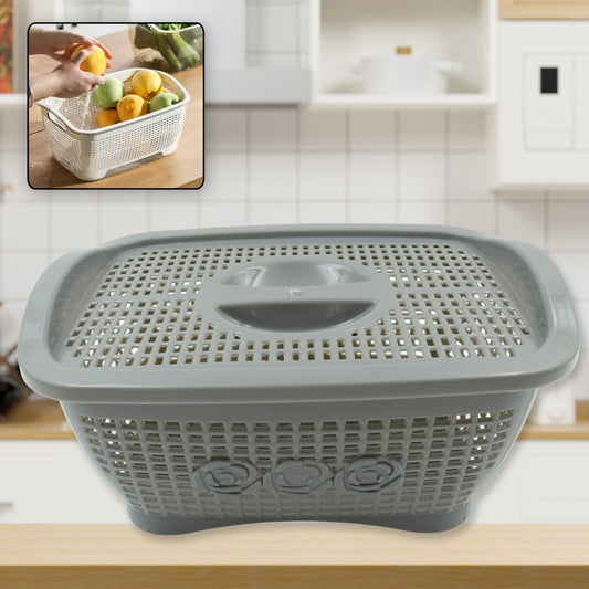 Multipurposes Plastic Basket, Organizer for Kitchen, Countertop, Cabinet, Bathroom with Lid, Plastic Storage Basket For Store Fruits, Vegetables, Magazines, Cosmetics, Stationary (1 Pc / Mix Color ) - infinityexculsivestore.com