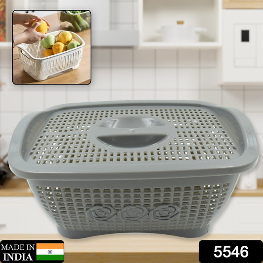 Multipurposes Plastic Basket, Organizer for Kitchen, Countertop, Cabinet, Bathroom with Lid, Plastic Storage Basket For Store Fruits, Vegetables, Magazines, Cosmetics, Stationary (1 Pc / Mix Color ) - infinityexculsivestore.com