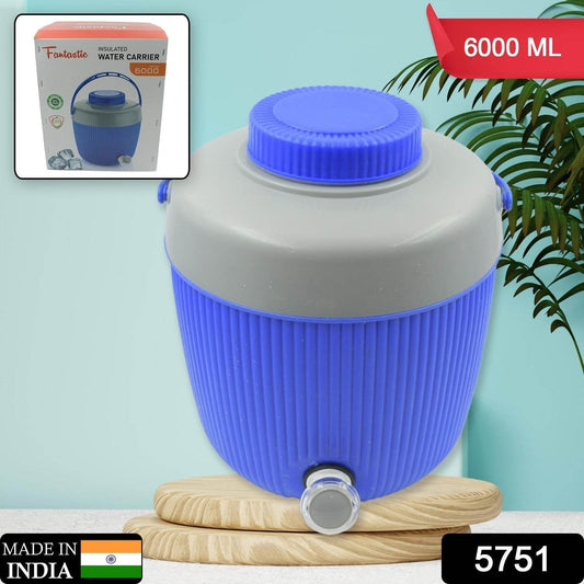 Insulated Water Jug, Insulated Plastic Water Jug with a Sturdy Handle, Water Jug Camper with Tap Plastic Insulated Water Storage Cool Water Storage for Home & Travelling (6000 ML) - infinityexculsivestore.com