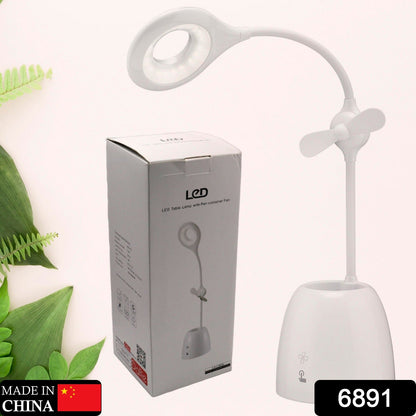 Rechargeable LED, LED Desk Lamp with Pen Container Fan, Interior Lighting for Study, Children's Room, Bedroom or Office, Perfect for Emergency, Study, Reading and Home USB Cable Included - infinityexculsivestore.com