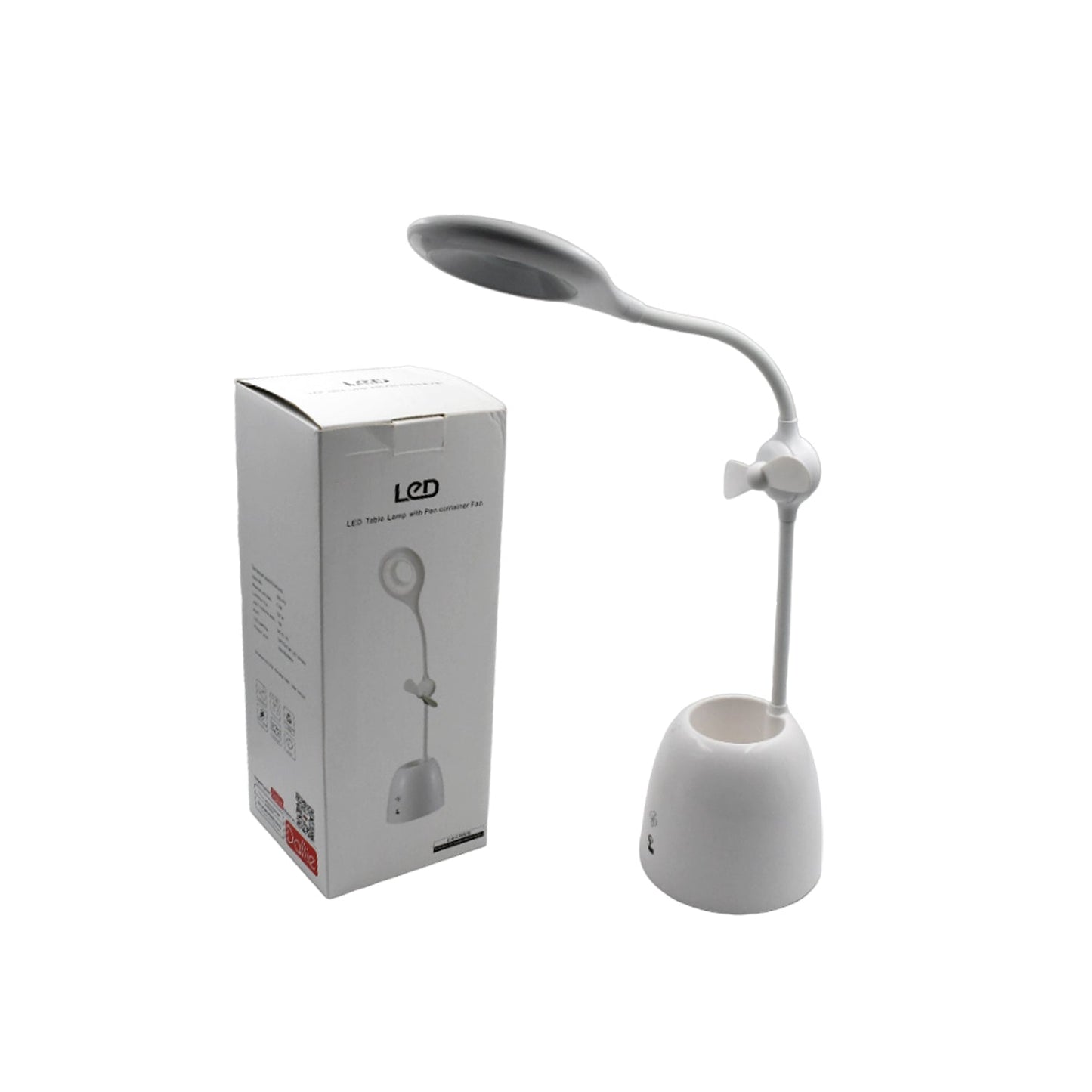 Rechargeable LED, LED Desk Lamp with Pen Container Fan, Interior Lighting for Study, Children's Room, Bedroom or Office, Perfect for Emergency, Study, Reading and Home USB Cable Included - infinityexculsivestore.com