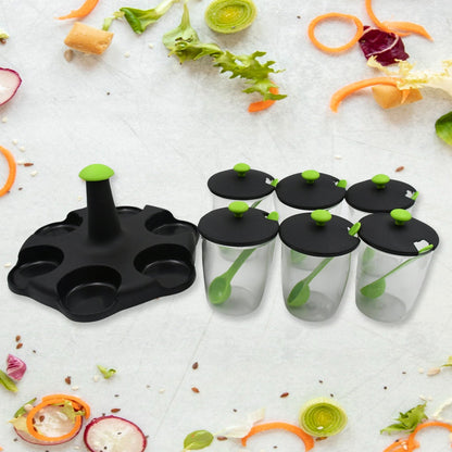 Multipurpose 6 Piece Miracle Revolving Plastic Spice Container Rack With 6 Spoon, Condiment Set, Masala Rack Set, Revolving Spice Rack Aachar Container Chutney Mukhwas Tray Masala Dining Spice Stand - infinityexculsivestore.com