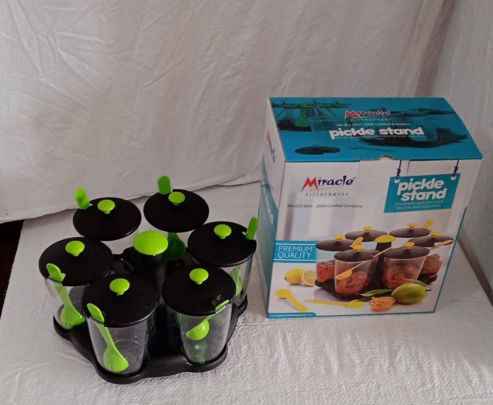 Multipurpose 6 Piece Miracle Revolving Plastic Spice Container Rack With 6 Spoon, Condiment Set, Masala Rack Set, Revolving Spice Rack Aachar Container Chutney Mukhwas Tray Masala Dining Spice Stand - infinityexculsivestore.com