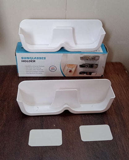 Wall Mount Sunglass Organizer Simple Space Saving Glasses Storage Box Eyewear Stand Holder for Showcase Bedroom Apartment With 2 pc Double Sided Adhesive Sticker (2 Pcs Set) - infinityexculsivestore.com