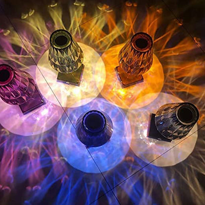 Romantic Crystal Table Lamp, Diamond Lamp, 16 Colors, 6 Brightness Level, Touch / Remote Control Switch, SUB Charging, Lampshade Night Light, Bedroom Bedside, Living Room Decoration - infinityexculsivestore.com