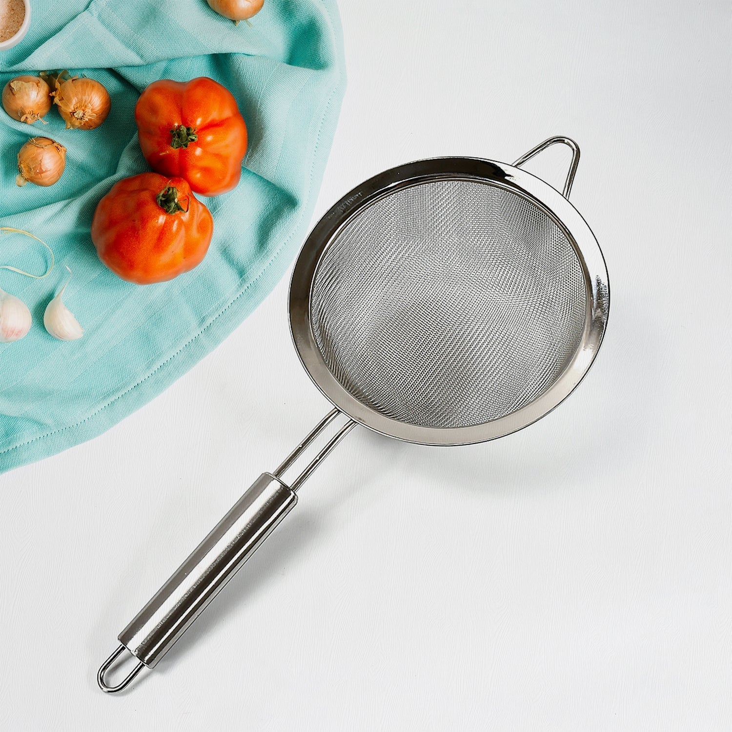 Mesh Sieve Quality Stainless Steel Fine Mesh Strainer with Sturdy Handle and Hook, Ideal for Tea Coffee, Rice, Powder, Fruit Etc Kitchen Food Kitchen Utensil - infinityexculsivestore.com