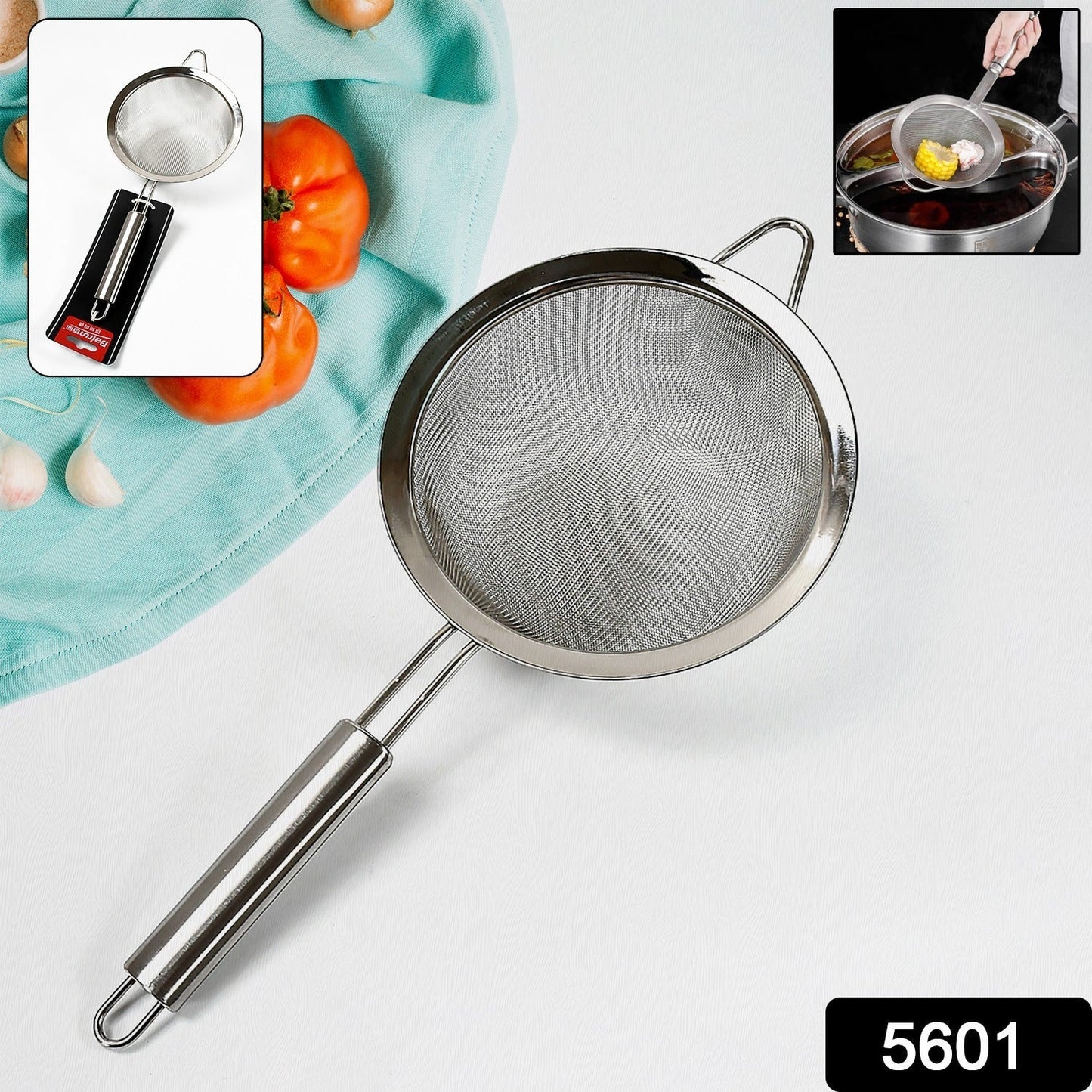 Mesh Sieve Quality Stainless Steel Fine Mesh Strainer with Sturdy Handle and Hook, Ideal for Tea Coffee, Rice, Powder, Fruit Etc Kitchen Food Kitchen Utensil - infinityexculsivestore.com