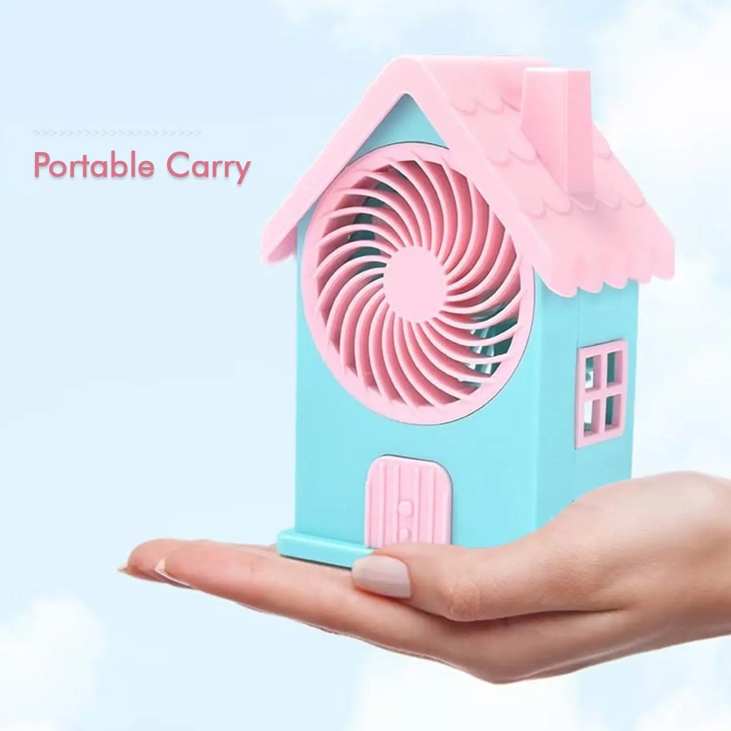 Mini House Fan House Design Rechargeable Portable Personal Desk Fan For Home , Office & Kids Use (Battery Not Include) - infinityexculsivestore.com