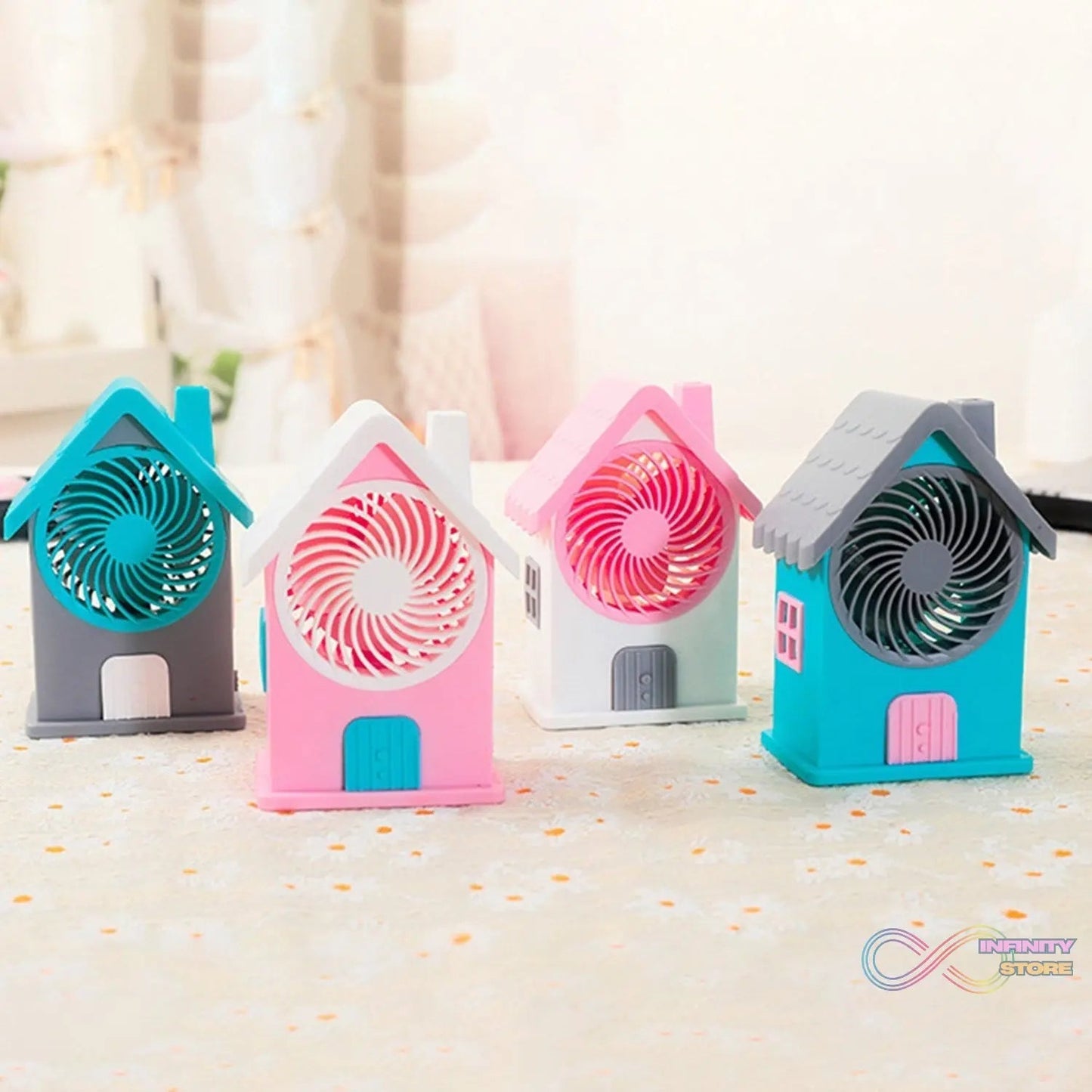 Mini House Fan House Design Rechargeable Portable Personal Desk Fan For Home , Office & Kids Use (Battery Not Include) - infinityexculsivestore.com