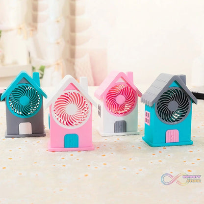 Mini House Fan House Design Rechargeable Portable Personal Desk Fan For Home , Office & Kids Use (Battery Not Include) - infinityexculsivestore.com