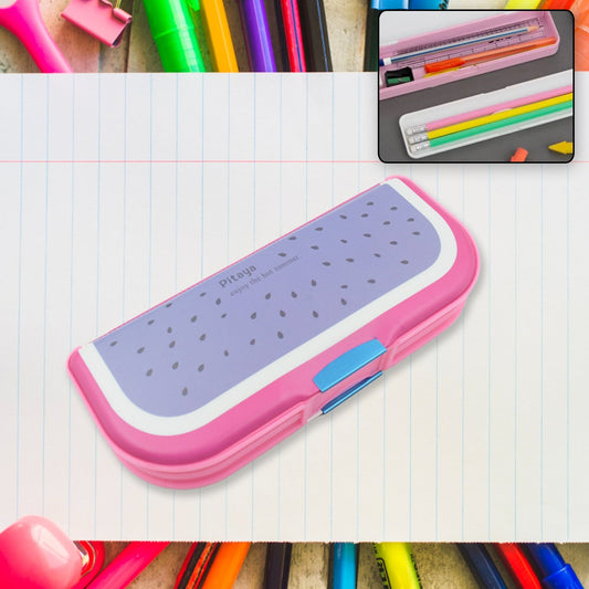 Multipurpose Compass Box, Pencil Box with 2 Compartments for School, Cartoon Printed Pencil Case for Kids, Birthday Gift for Girls & Boys, Cartoon Printed Pencil Case for Kids (Mix Color 1 Pc) - infinityexculsivestore.com