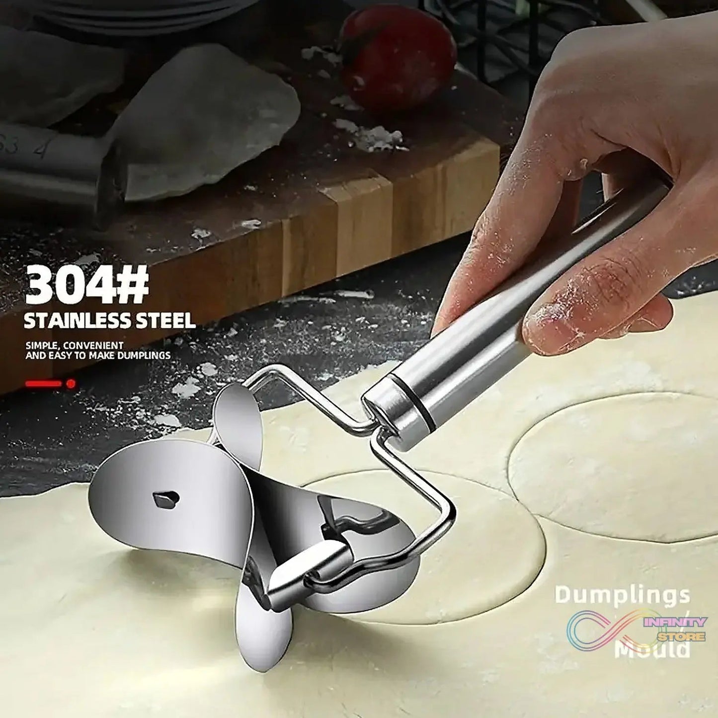 Multifunctional Easy and Fast Stainless Steel Puri cutter roller Machine with Handle for Home Baking Tools for Women, Dough Circle Roller Cutter for Kitchen (1 pc) - infinityexculsivestore.com