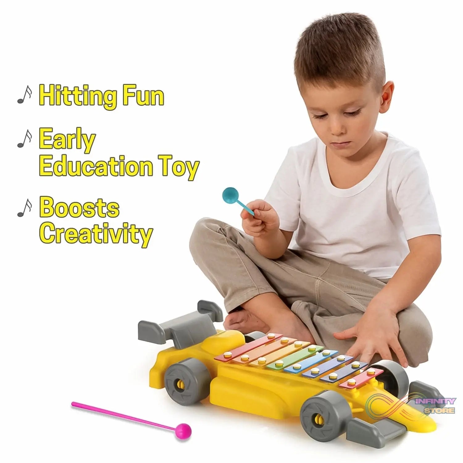 Musical Car Piano Xylophone Toy, Plastic Car Xylophone (1 Set) - infinityexculsivestore.com