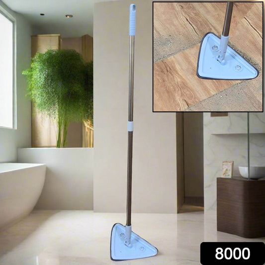 2 In 1 Extendable Triangle Mop Retractable Cleaning Mop Brush & Viper, 360 Degree Rotating Floors Wall Cleaning Mop Dust Mop with Telescopic Handle and Reusable Mop Heads (1 Pc) - infinityexculsivestore.com
