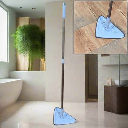 2 In 1 Extendable Triangle Mop Retractable Cleaning Mop Brush & Viper, 360 Degree Rotating Floors Wall Cleaning Mop Dust Mop with Telescopic Handle and Reusable Mop Heads (1 Pc) - infinityexculsivestore.com