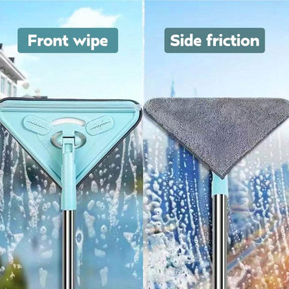 2 In 1 Extendable Triangle Mop Retractable Cleaning Mop Brush & Viper, 360 Degree Rotating Floors Wall Cleaning Mop Dust Mop with Telescopic Handle and Reusable Mop Heads (1 Pc) - infinityexculsivestore.com