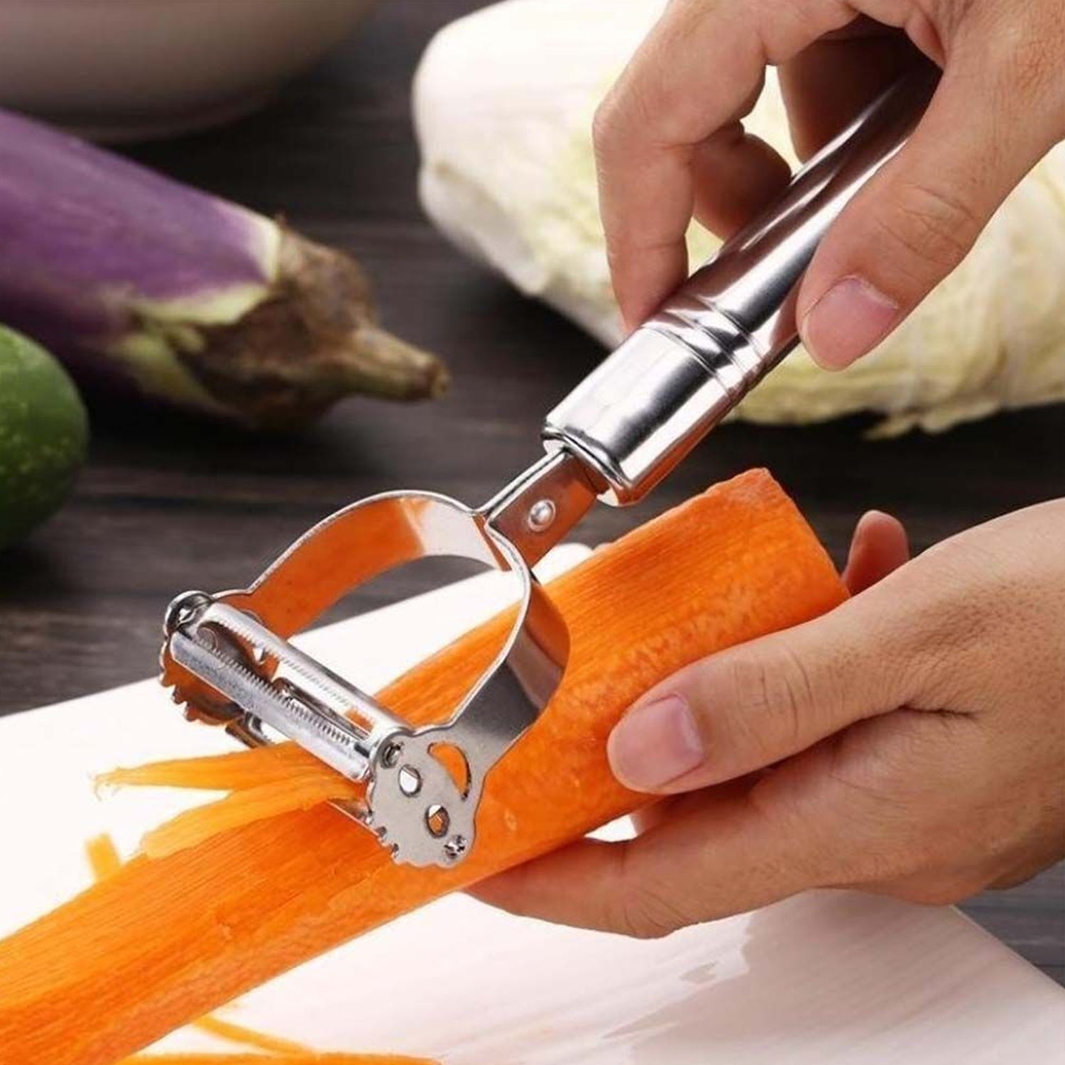 Multi - Function 2 in 1 Potato Peeler and Julienne Cutter, Stainless Steel Potato Peeler, grated Carrot, grated, Suitable for Peeling and shredding Fruit and Vegetables Kitchen Accessories (1 Pc) - infinityexculsivestore.com