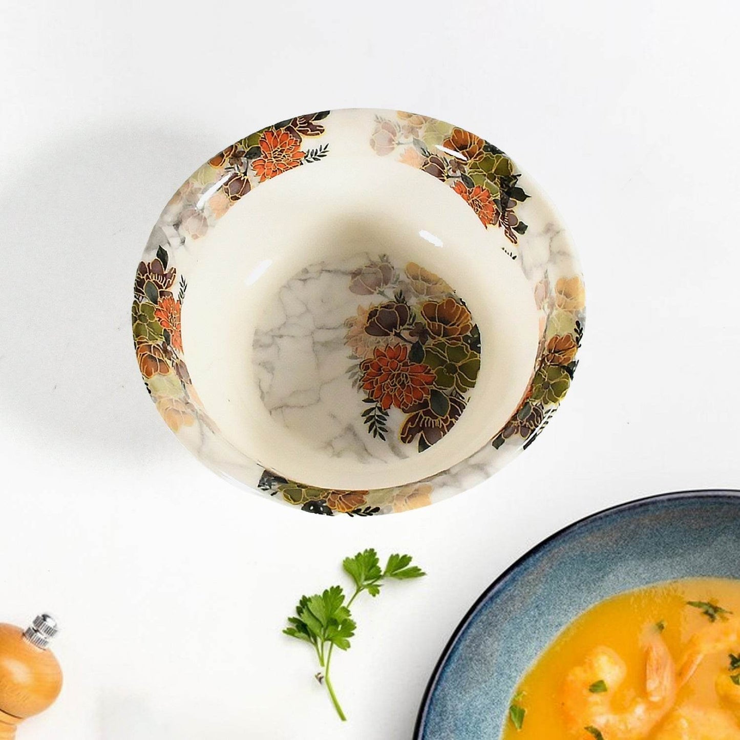 Dream High Quality plastic Dinning Dinner set with Unique Flower Design Printed, 6 pc Plates, 6 pc Bowls and 6 pc Serving Spoon, Lightweight Round Plates and Bowls, Microwave, and Dishwasher Safe (18 Pcs set) - infinityexculsivestore.com