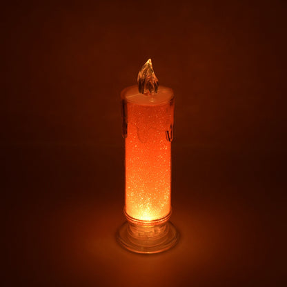 Red LED Flameless Candles Battery Operated Pillar Candles Flickering Realistic Decorative Lamp Votive Transparent Flameless Ornament Tea Party Decorations for Hotel, Scene,Home Decor, Restaurant, Diwali Decoration Candle Crystal Lamp (1 Pc) - infinityexculsivestore.com