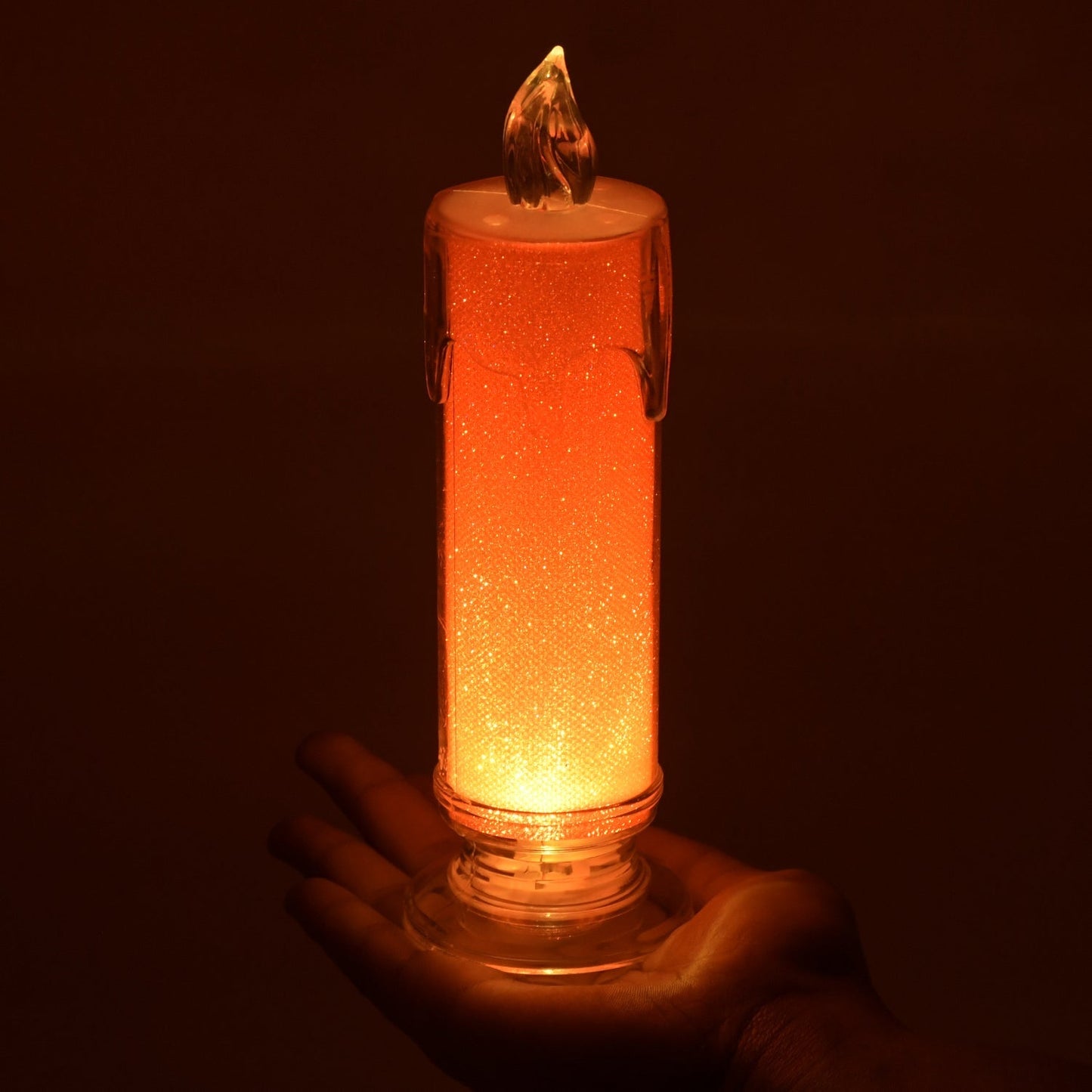 Red LED Flameless Candles Battery Operated Pillar Candles Flickering Realistic Decorative Lamp Votive Transparent Flameless Ornament Tea Party Decorations for Hotel, Scene,Home Decor, Restaurant, Diwali Decoration Candle Crystal Lamp (1 Pc) - infinityexculsivestore.com