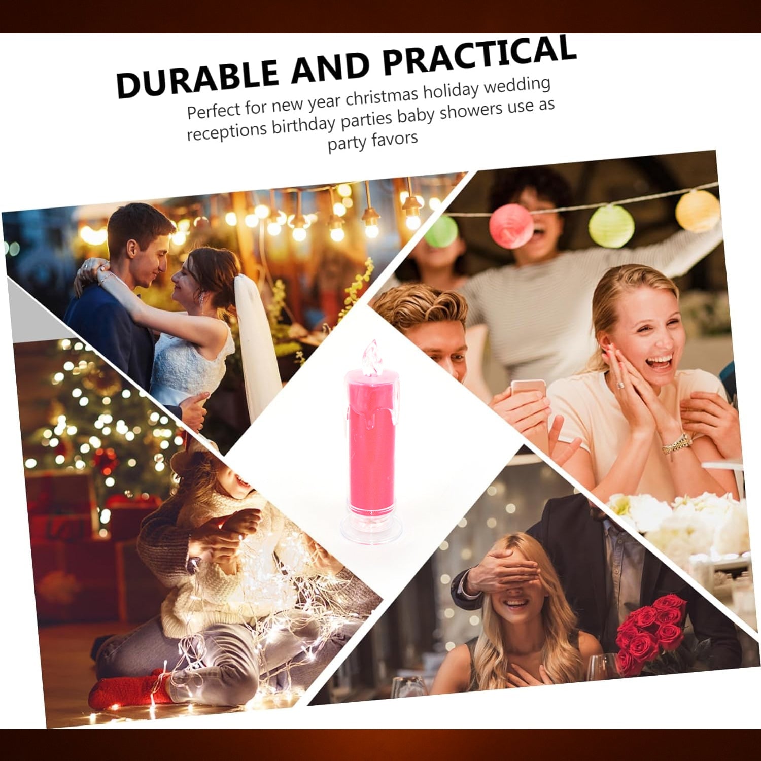 Red LED Flameless Candles Battery Operated Pillar Candles Flickering Realistic Decorative Lamp Votive Transparent Flameless Ornament Tea Party Decorations for Hotel, Scene,Home Decor, Restaurant, Diwali Decoration Candle Crystal Lamp (1 Pc) - infinityexculsivestore.com