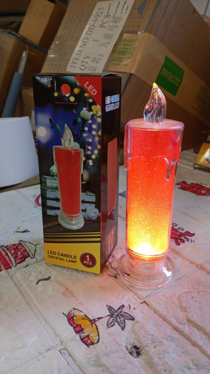 Red LED Flameless Candles Battery Operated Pillar Candles Flickering Realistic Decorative Lamp Votive Transparent Flameless Ornament Tea Party Decorations for Hotel, Scene,Home Decor, Restaurant, Diwali Decoration Candle Crystal Lamp (1 Pc) - infinityexculsivestore.com