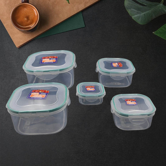 Kitchen Containers Set, Fridge Storage Boxes, Plastic Containers for Kitchen Organizer, Kitchen Accessories Items for Storage Organizer, Snap-Seal (lunch box/storage organizer) (5 Ps Set) - infinityexculsivestore.com