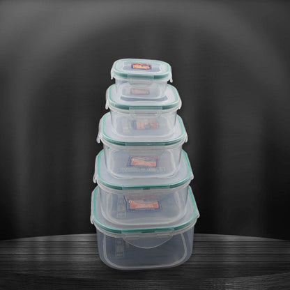 Kitchen Containers Set, Fridge Storage Boxes, Plastic Containers for Kitchen Organizer, Kitchen Accessories Items for Storage Organizer, Snap-Seal (lunch box/storage organizer) (5 Ps Set) - infinityexculsivestore.com