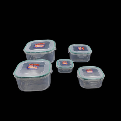 Kitchen Containers Set, Fridge Storage Boxes, Plastic Containers for Kitchen Organizer, Kitchen Accessories Items for Storage Organizer, Snap-Seal (lunch box/storage organizer) (5 Ps Set) - infinityexculsivestore.com