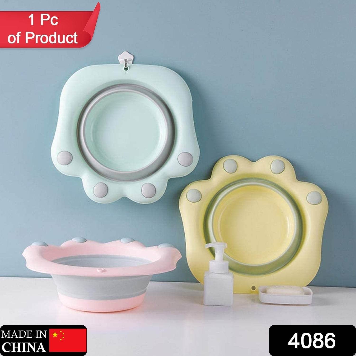 Folding washbasin Folding Wash Basin Household Plastic Portable Laundry Basin Bathroom Foot-washing Basin Cute cartoon wash basin foot wash basin-Pink color Folding basin - infinityexculsivestore.com