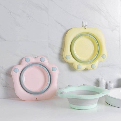 Folding washbasin Folding Wash Basin Household Plastic Portable Laundry Basin Bathroom Foot-washing Basin Cute cartoon wash basin foot wash basin-Pink color Folding basin - infinityexculsivestore.com