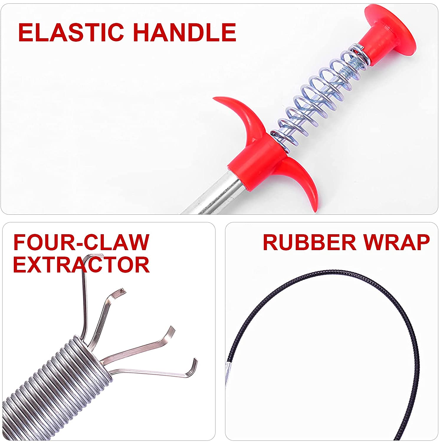 Multifunctional Cleaning Claw Pilpe Cleaner Drainage Block Remover Drain Spring Pipe Dredging Tool, Drain Cleaning Tool for Hair Drain Drain Cleaner Sticks drain pipe clearer (290 Cm) - infinityexculsivestore.com