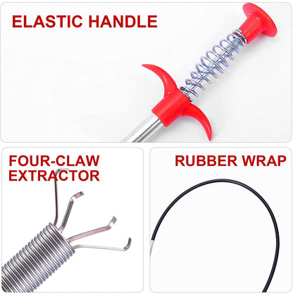 Multifunctional Cleaning Claw Pilpe Cleaner Drainage Block Remover Drain Spring Pipe Dredging Tool, Drain Cleaning Tool for Hair Drain Drain Cleaner Sticks drain pipe clearer (290 Cm) - infinityexculsivestore.com