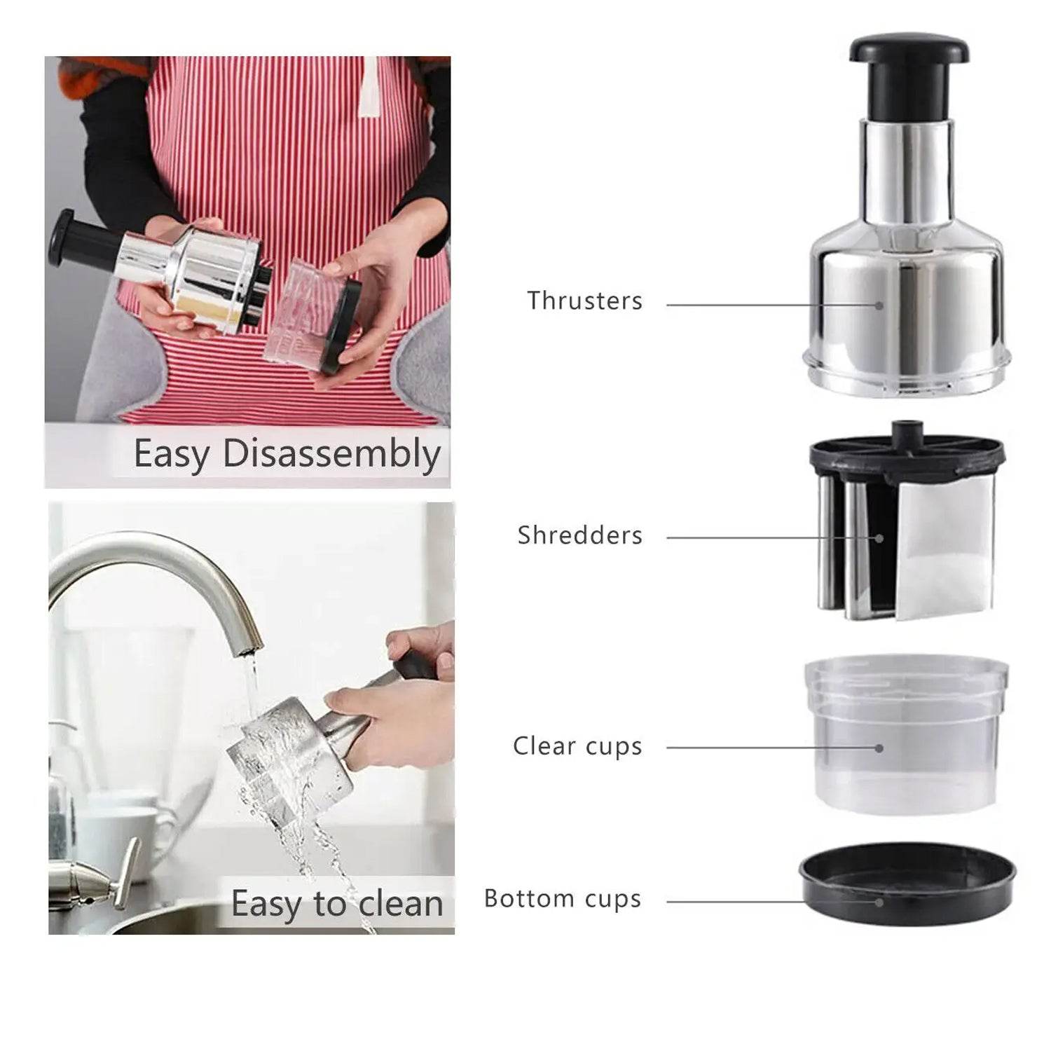 Food Cutter, Multifunctional Stainless Steel Blade Onion Cutter Food Vegetable Cutting Tool Home Kitchen Accessory, Vegetable Onions Garlic Nuts Salads Hand Chopper Kitchen - infinityexculsivestore.com