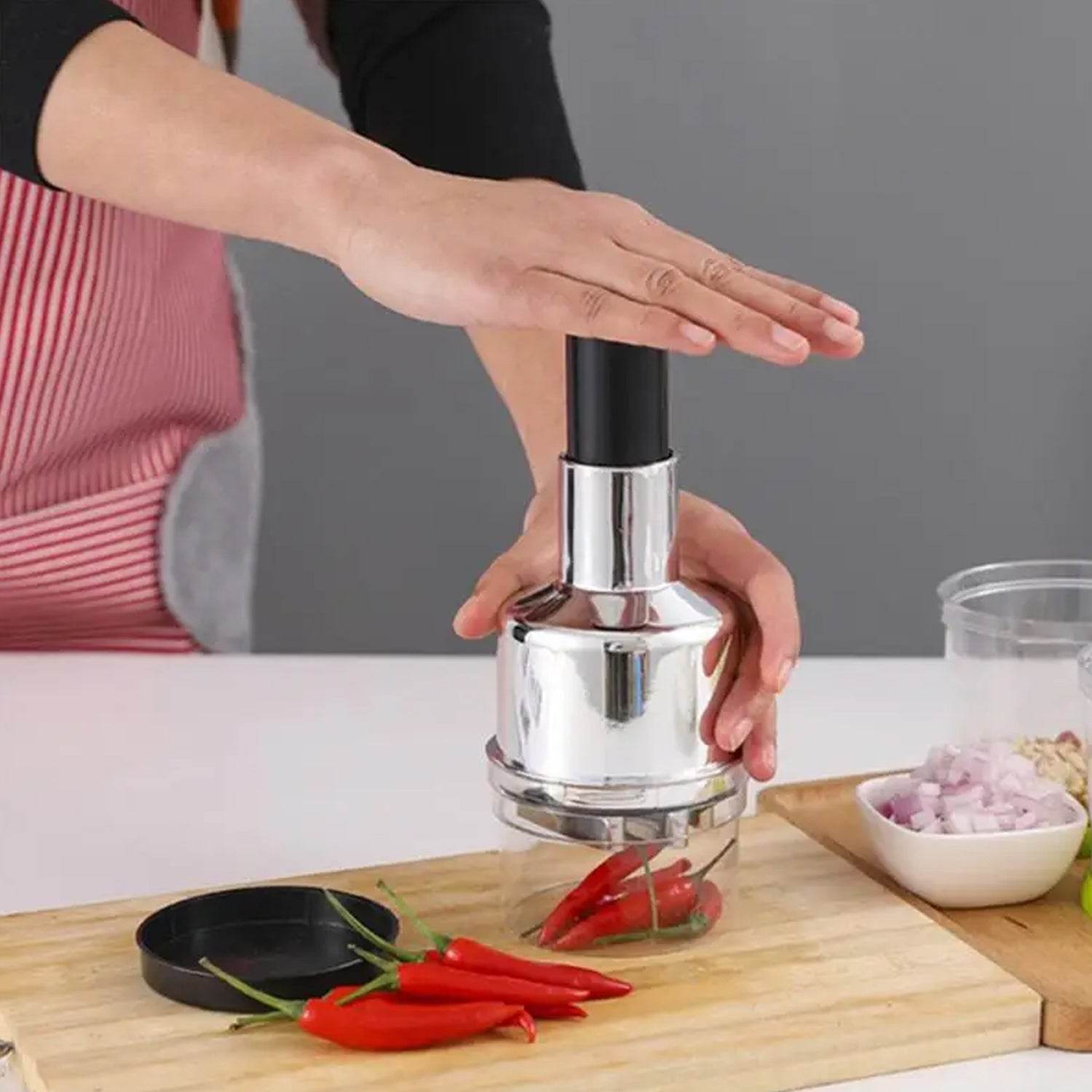 Food Cutter, Multifunctional Stainless Steel Blade Onion Cutter Food Vegetable Cutting Tool Home Kitchen Accessory, Vegetable Onions Garlic Nuts Salads Hand Chopper Kitchen - infinityexculsivestore.com