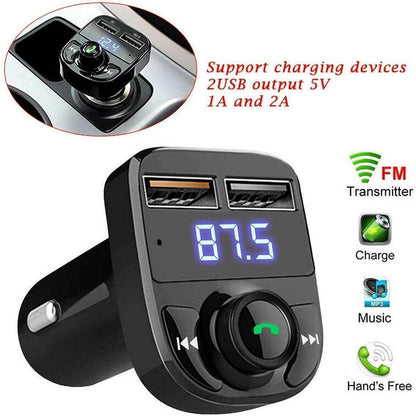 CAR-X8 Bluetooth FM Transmitter Kit for Hands-Free Call Receiver / Music Player / Call Receiver / Fast Mobile Charger Ports for All Smartphones with 3.1A Quick Charge Dual USB Car Charger - infinityexculsivestore.com