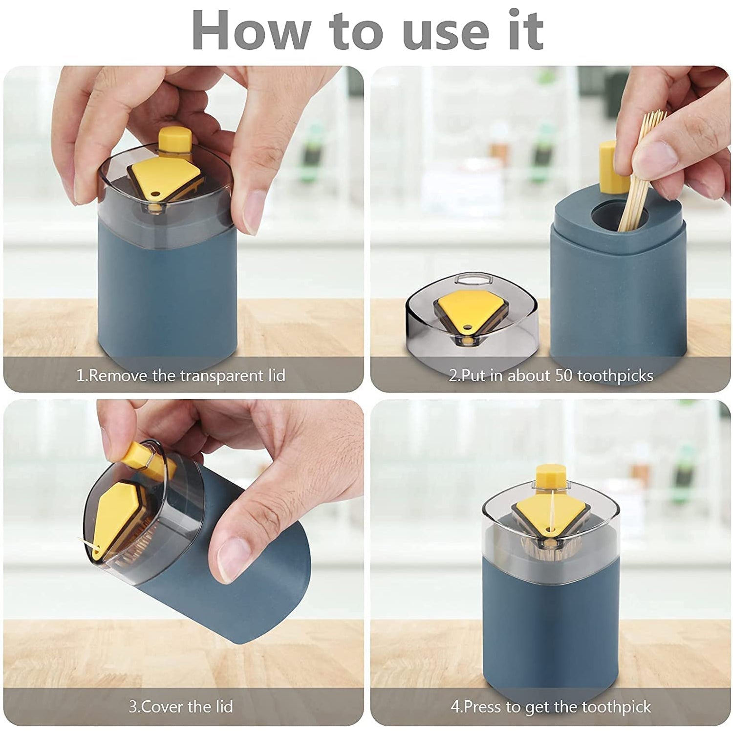 Toothpick Holder Dispenser, Pop - Up Automatic Toothpick Dispenser for Kitchen Restaurant Thickening Toothpicks Container Pocket Novelty, Safe Container Toothpick Storage Box. - infinityexculsivestore.com
