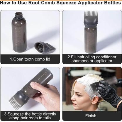Comb Applicator Bottle, Hair Oil Applicator Bottle for Hair Dye Bottle Applicator Brush with Graduated Scale, Professional Brush Applicator Comb Hairdressing Coloring Styling Tool (1 Pc) - infinityexculsivestore.com
