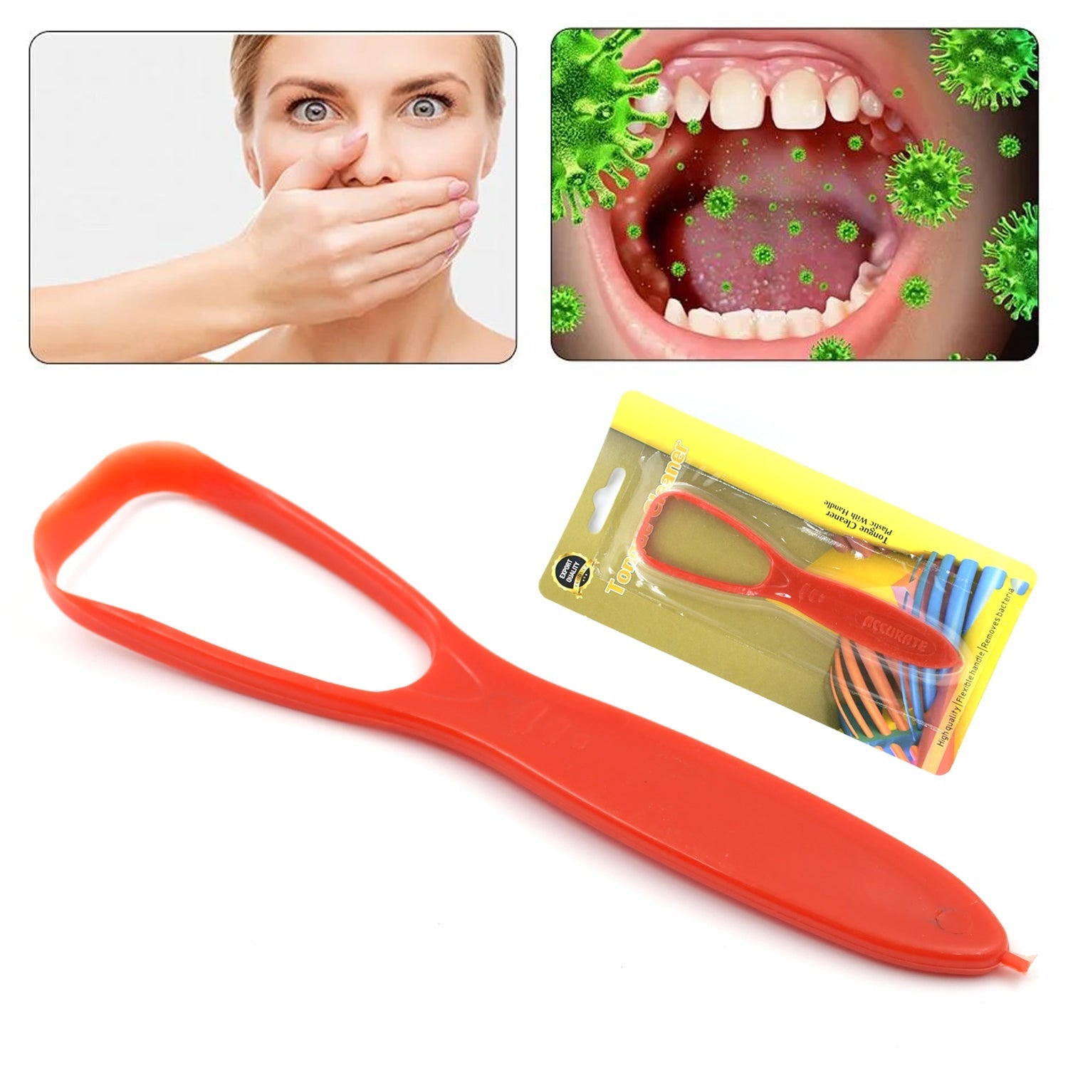 Plastic Tongue Cleaner For Kids & Adults | Tongue Scraper For Bad Breath, Maintain Oral Hygiene for Daily Use | for Fresh Breath & Bacteria Removal | Improved Taste Plastic With Handle Tongue Cleaner (1 Pc ) - infinityexculsivestore.com