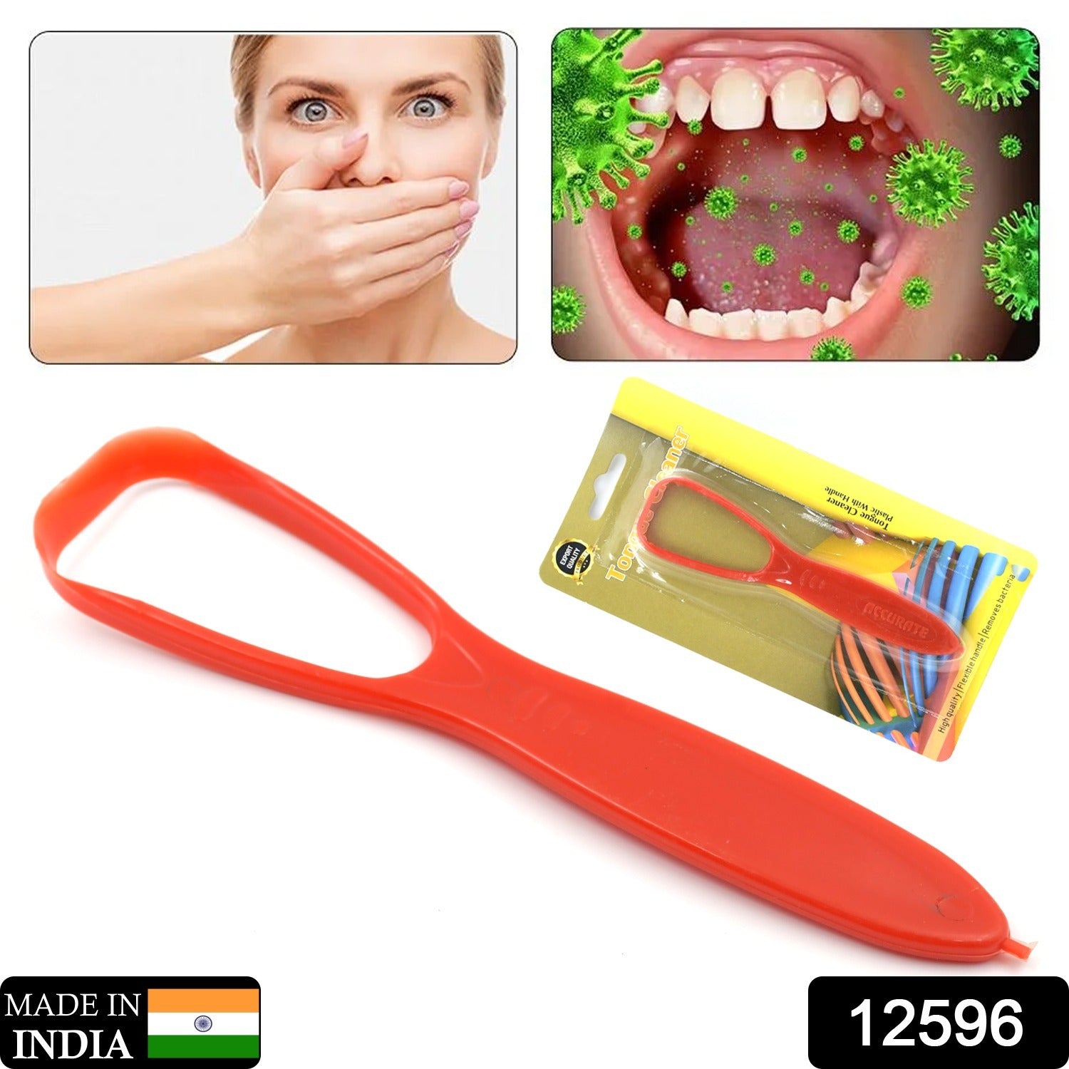 Plastic Tongue Cleaner For Kids & Adults | Tongue Scraper For Bad Breath, Maintain Oral Hygiene for Daily Use | for Fresh Breath & Bacteria Removal | Improved Taste Plastic With Handle Tongue Cleaner (1 Pc ) - infinityexculsivestore.com
