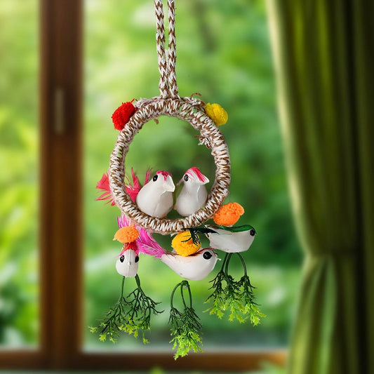 Home Decoration Bird Nest Decor Lovely Beautiful Artificial Birds Jute Nest Hanging for Balcony and Garden Decoration |Home Decor Wall Hanging Decorative Showpiece (1 Pc / Mix Color) - infinityexculsivestore.com