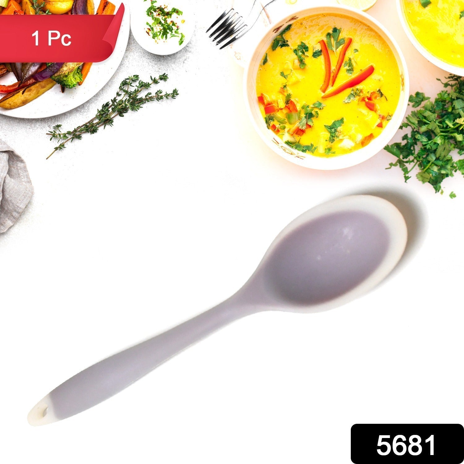 Multipurpose Silicone Spoon, Silicone Basting Spoon Non - Stick Kitchen Utensils Household Gadgets Heat - Resistant Non Stick Spoons Kitchen Cookware Items For Cooking and Baking (1 pc) - infinityexculsivestore.com